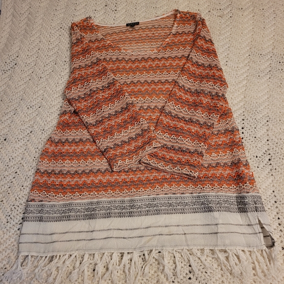 Hannah Boho Lace Top With Fringe Trim Size Large - Picture 5 of 8